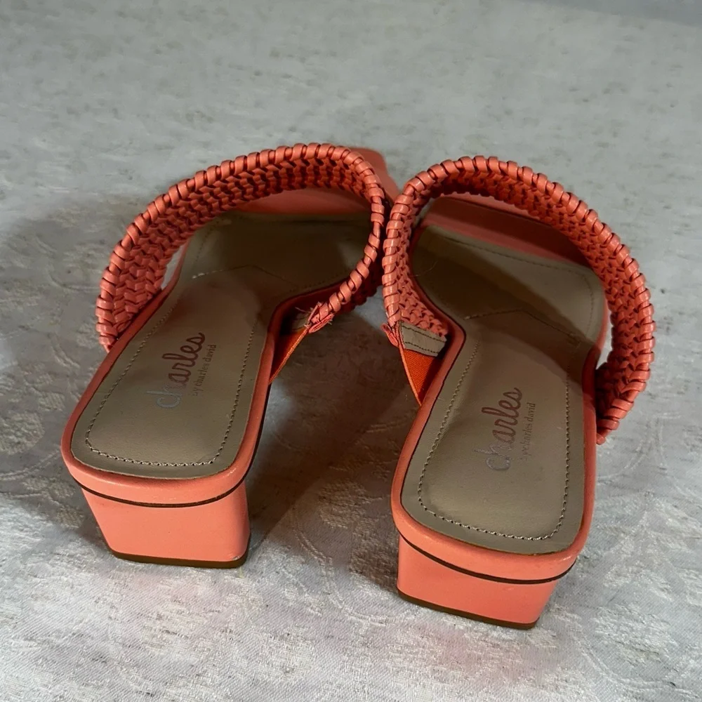 Charles David Coral Fantasy Woven Strap Sandals Coral size 6.5